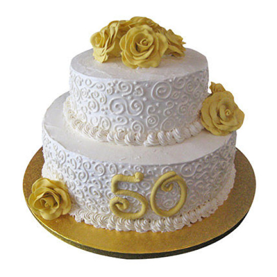 2 Tier Anniversary Fondant Cake